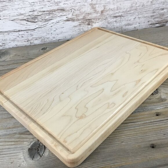 "Not Responsible for Dog Hair" Engraved Maple Cutting Board with Drip Ring - Picture 7 of 8